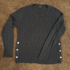 Ann Taylor Factory Cable Knit Sweater Side Button Embellishments